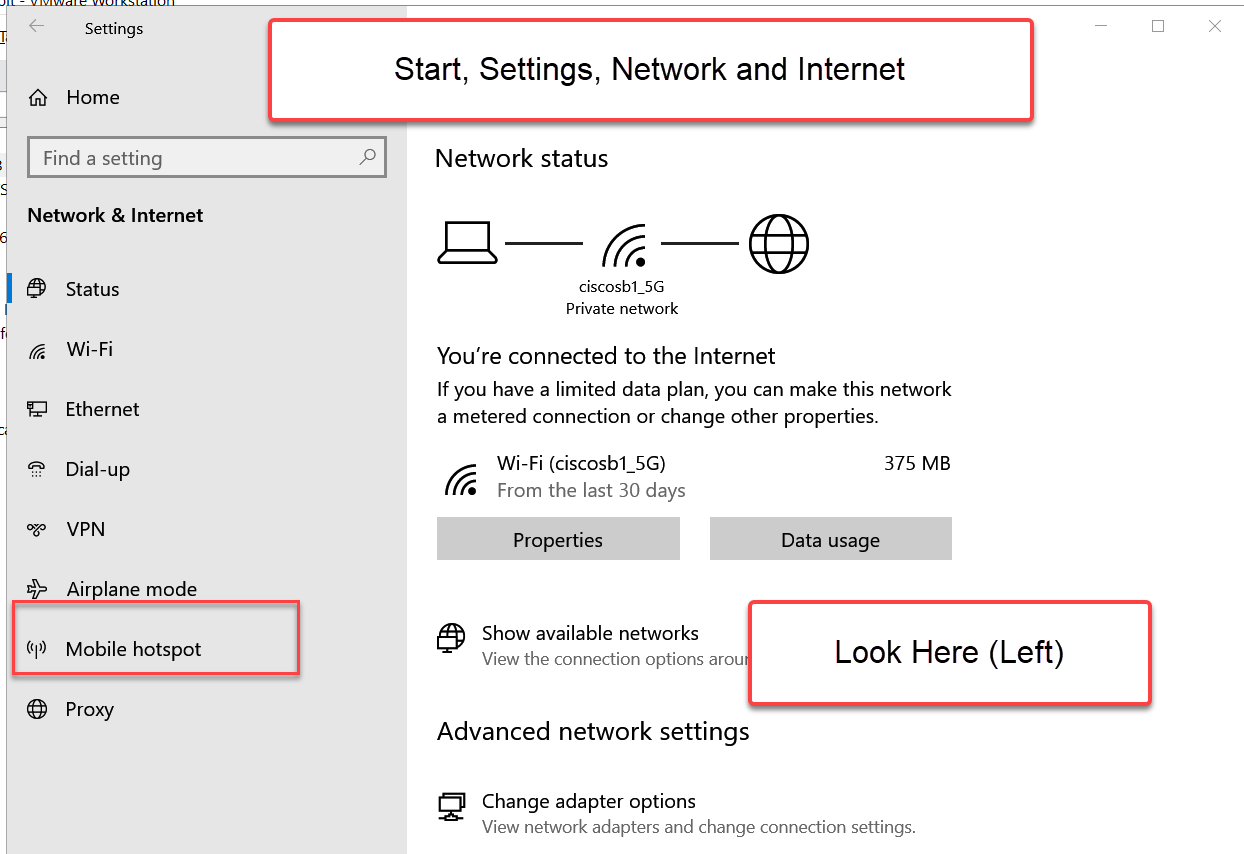 windows I can’t find mobile Hotspot adapter on my widows 10 Home