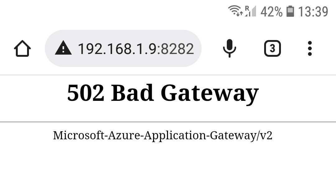 progressive web apps - Why "502 Bad Gateway Microsoft-Azure-Application