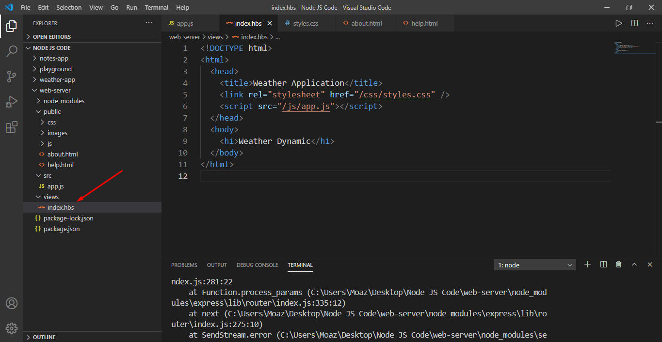 ReferenceError index is not defined (Node.js, Express.js) Stack Overflow