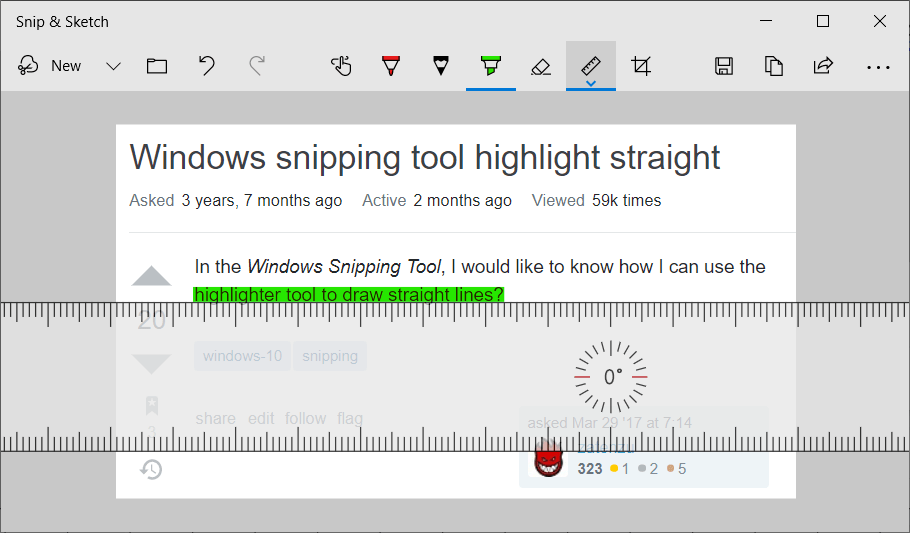 Windows snipping tool highlight straight Super User