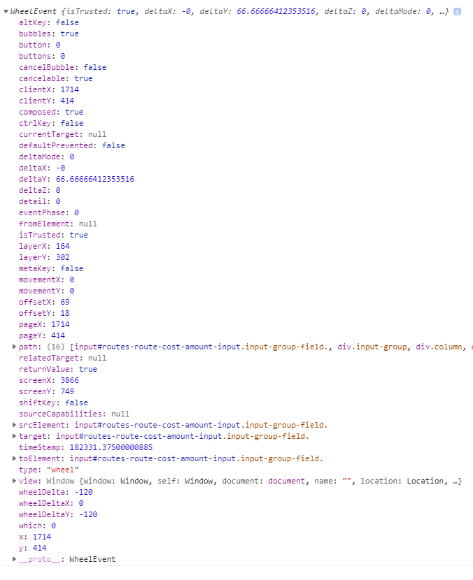 javascript Simulating a synthetic mouse wheel event on input type