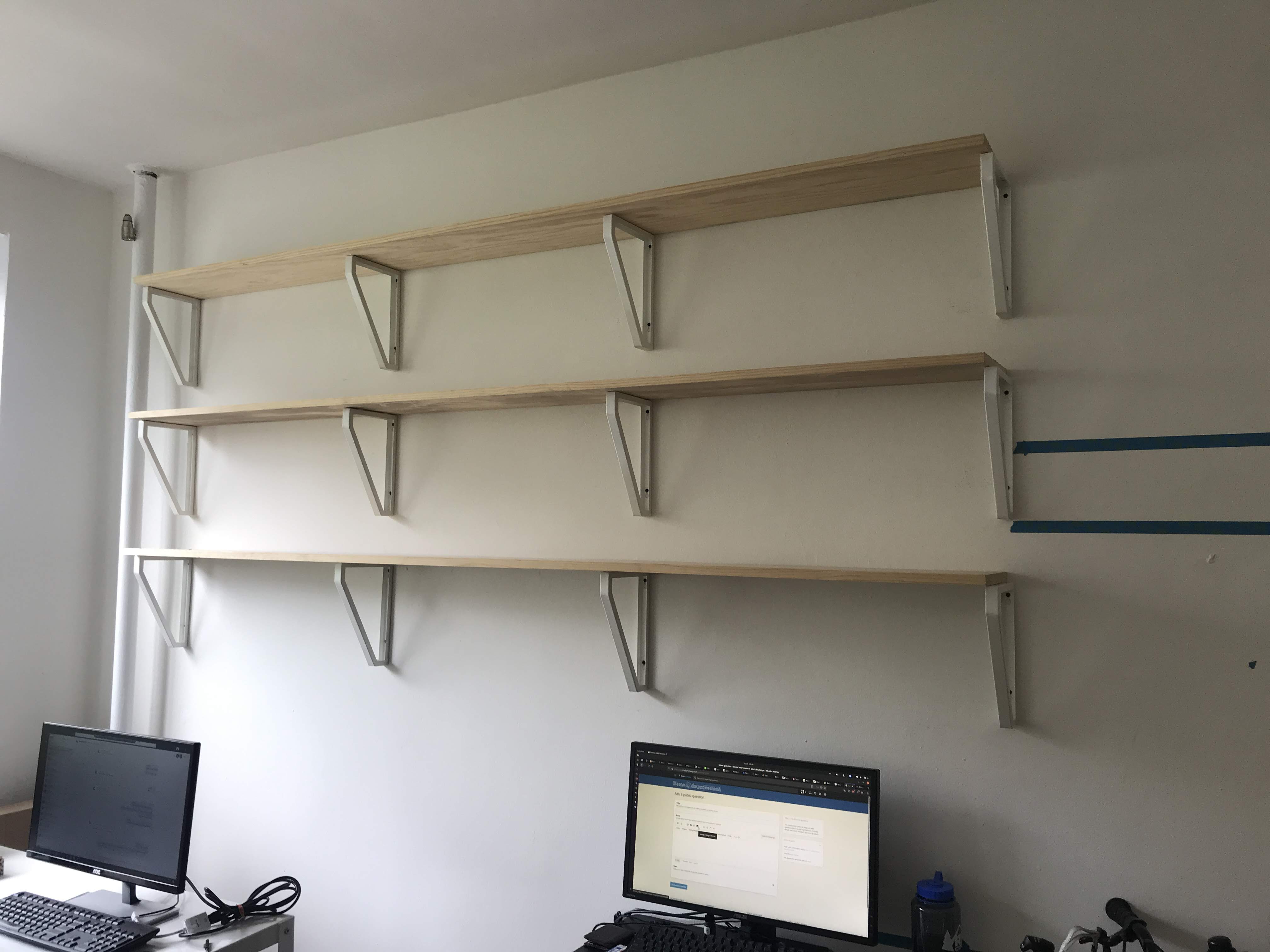 shelving How to cover up a shelf that is too short for its brackets