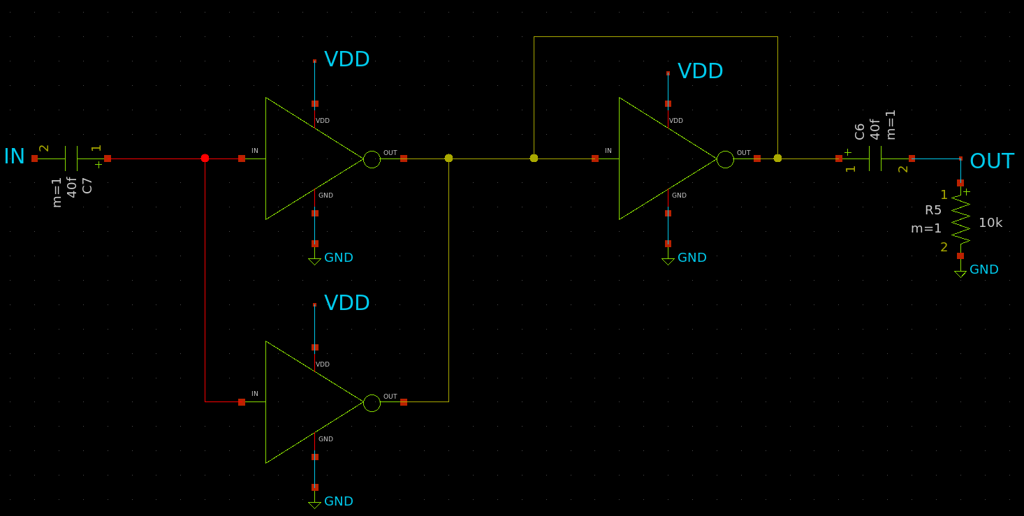 analog - Why isn't this inverter based amplifier amplifying