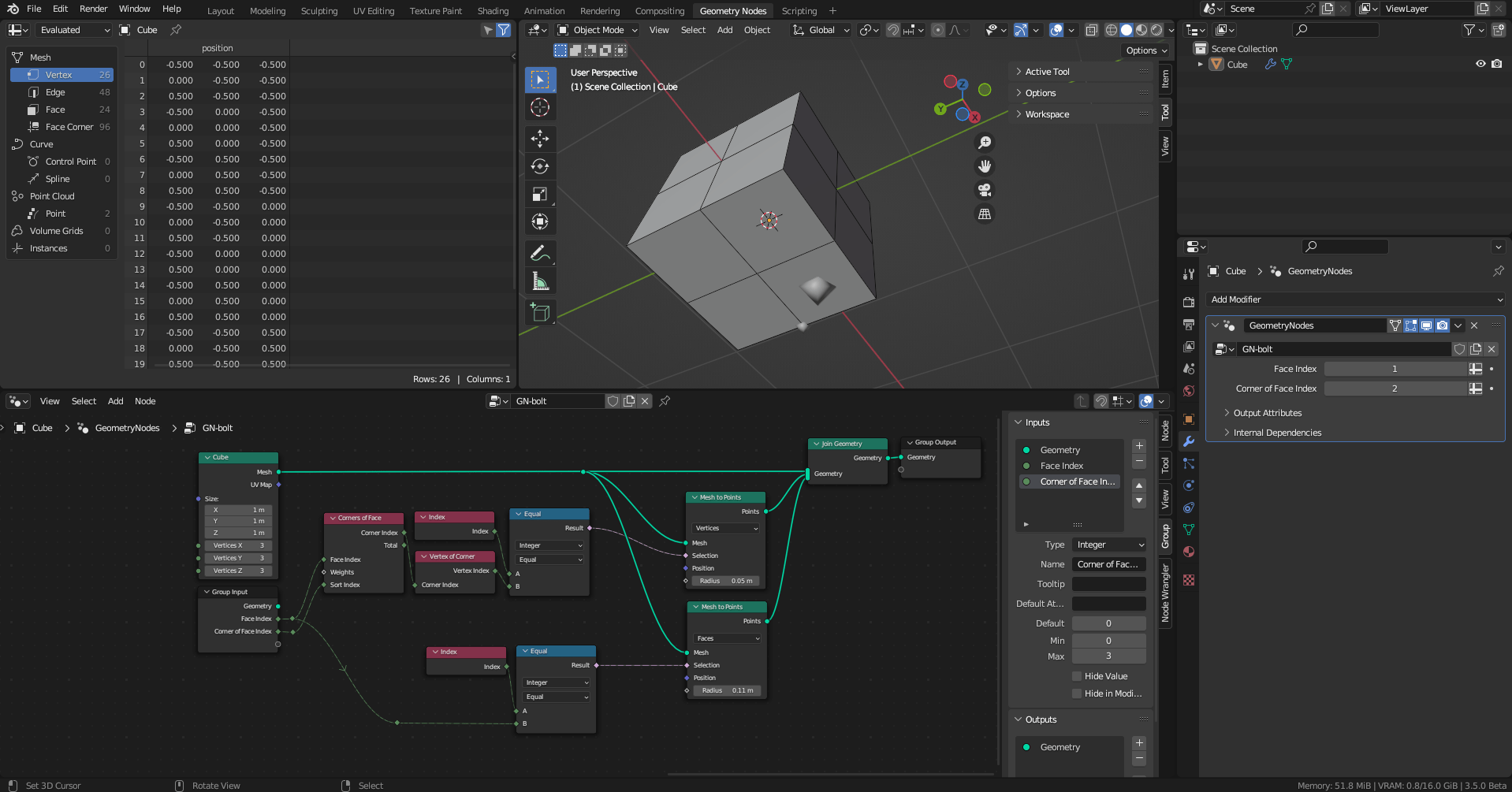 How to select multiple vertices of one or more specific faces with