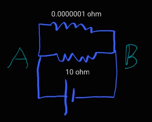 electricity High resistance and very low resistance in parallel. Does