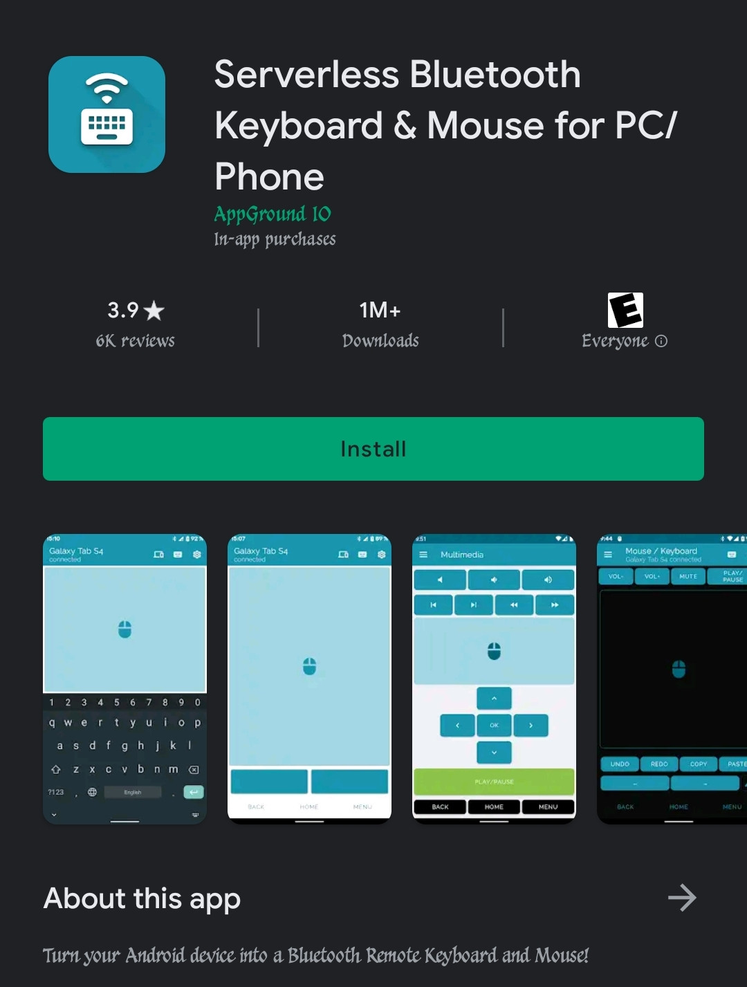 How can I use one Android device as mouse and keyboard input for 