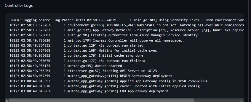azure aks - Ingress controller not picking changes to new/existing