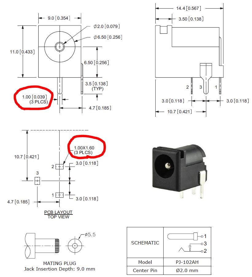 pcb - DC barrel jack datasheet dimensions! - Electrical Engineering