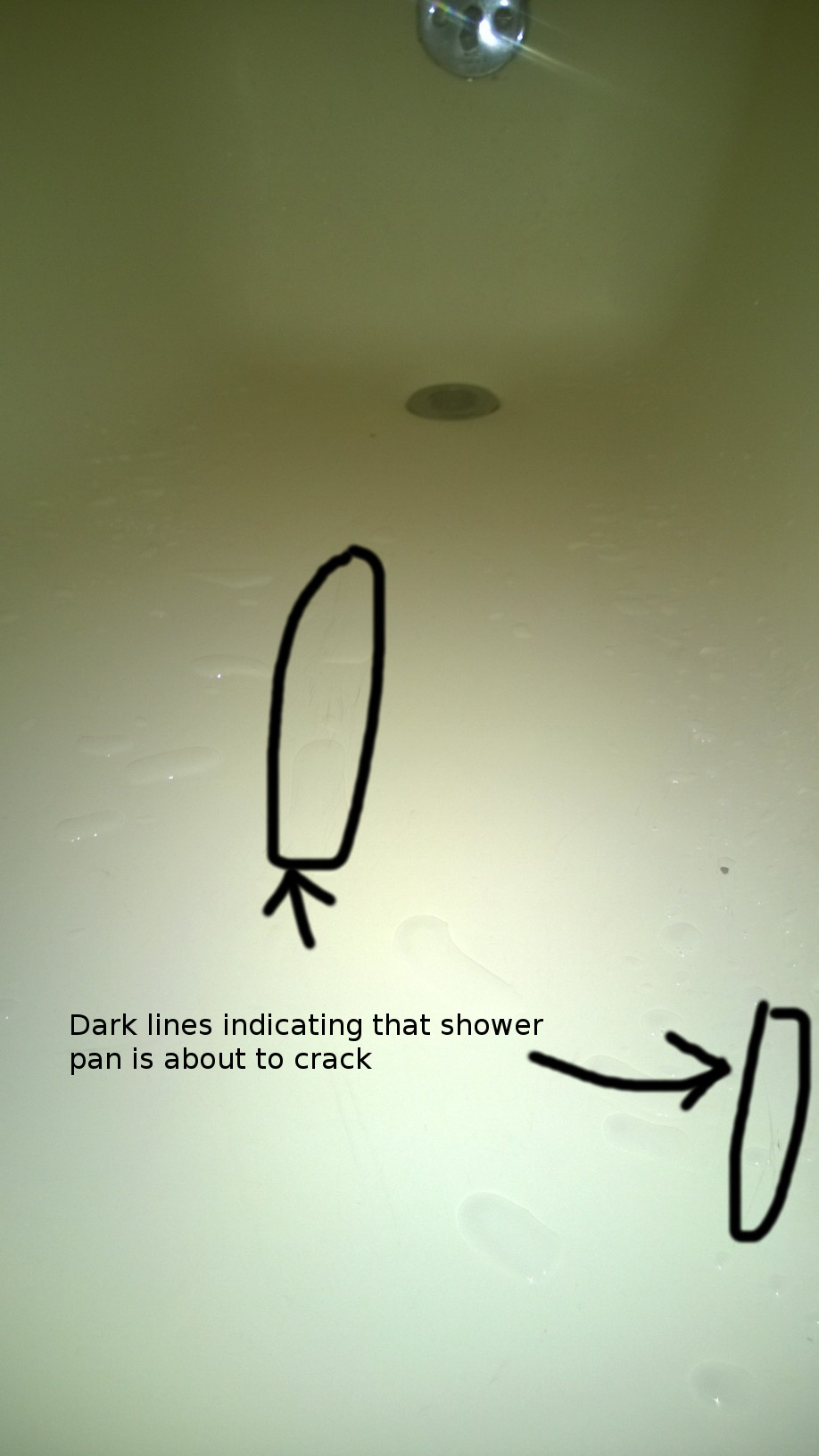 repair Plastic shower pan about to crack. Any preventive measures to