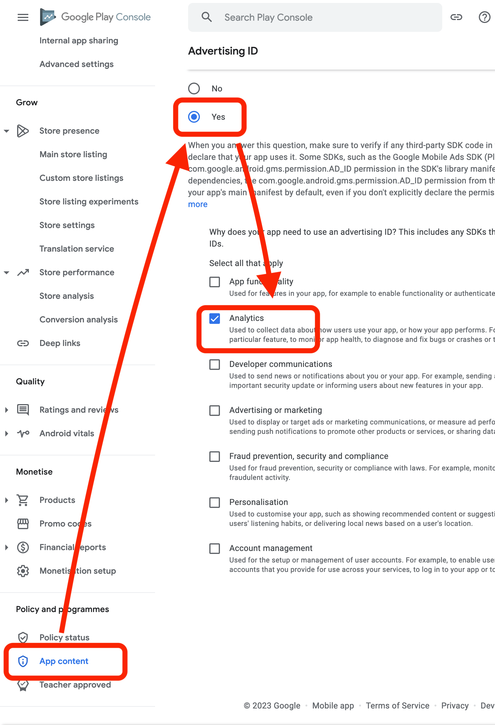 android - You can&rsquo;t submit updates as some information about your 