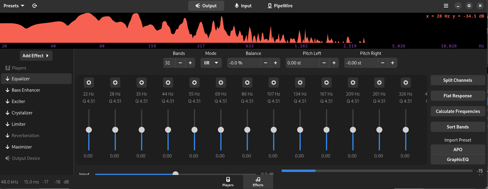 arch linux EasyEffectsPipewire audio choppy when dealing with