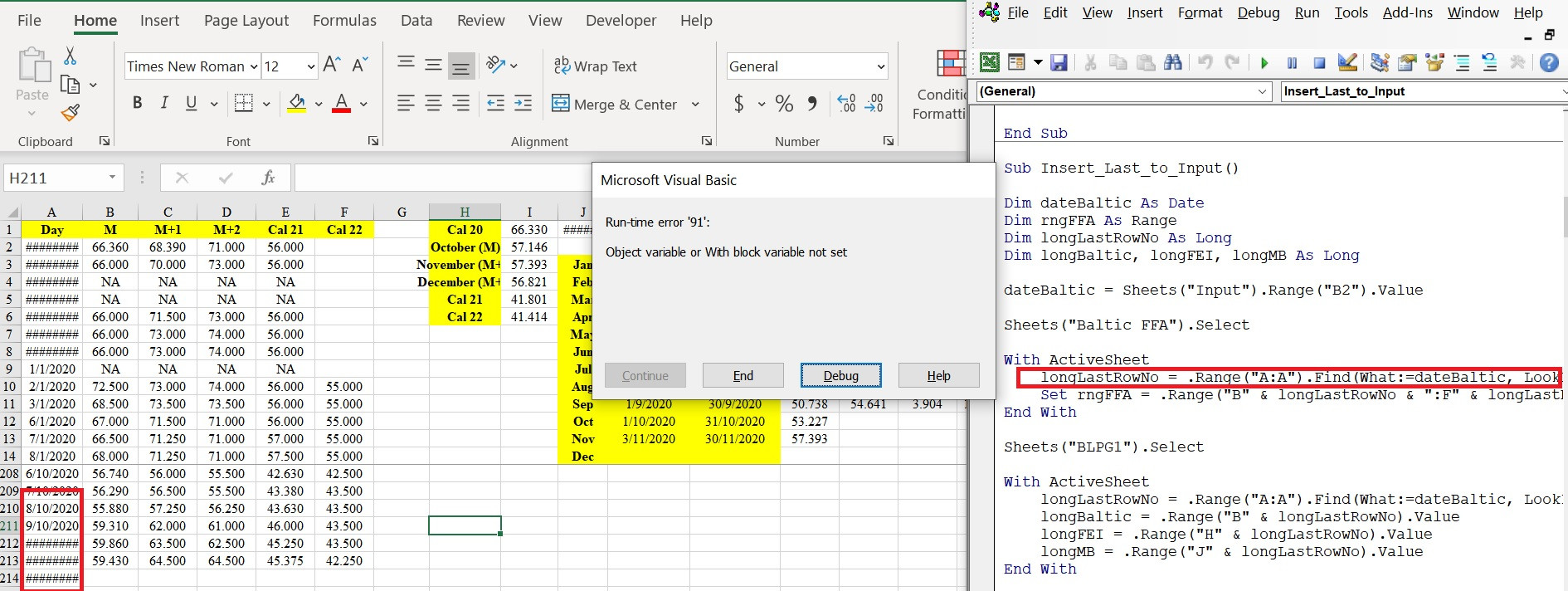 excel - Run-time error &lsquo;91&rsquo;. Object variable or With block 