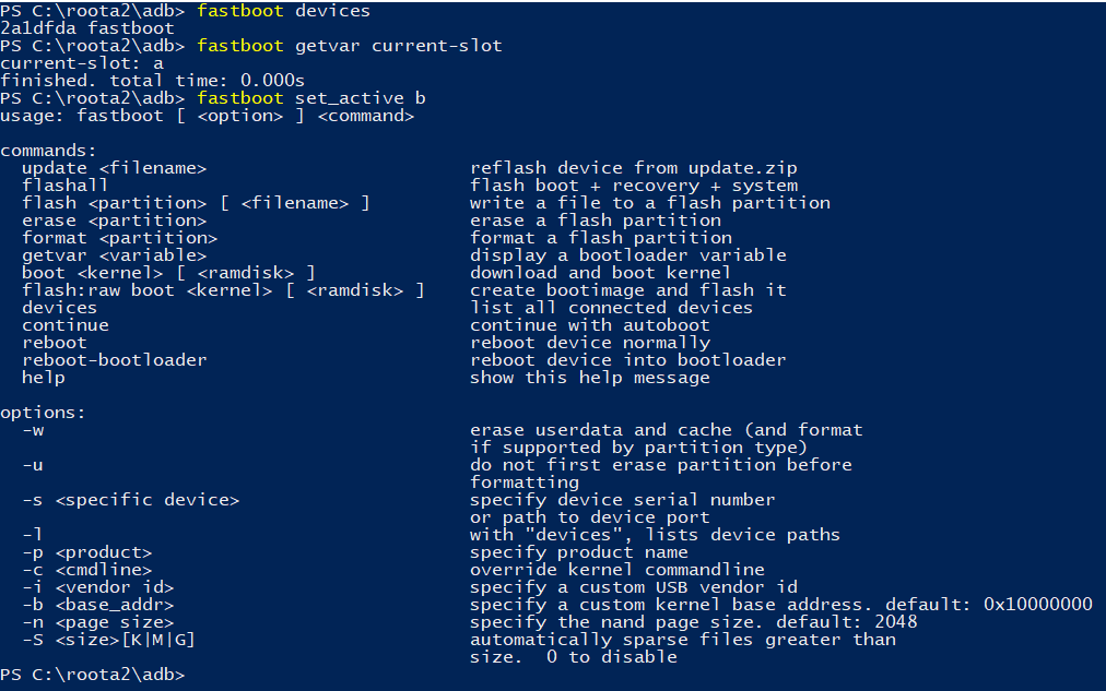 adb - fastboot set_active command does not exist - Android 