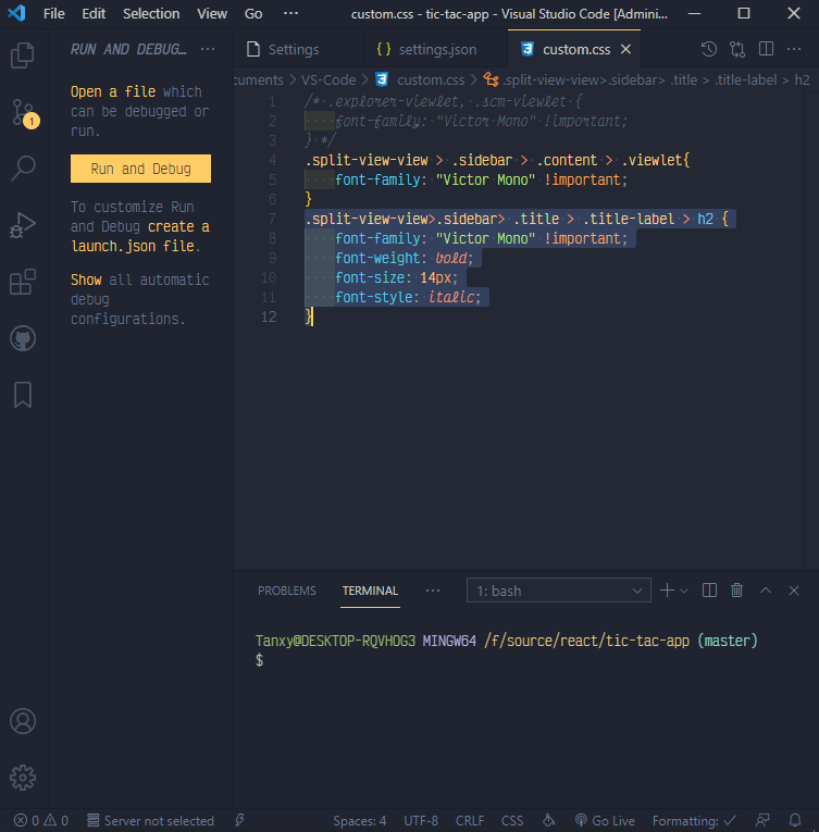 visual studio code How can I change vscode sidebar font family