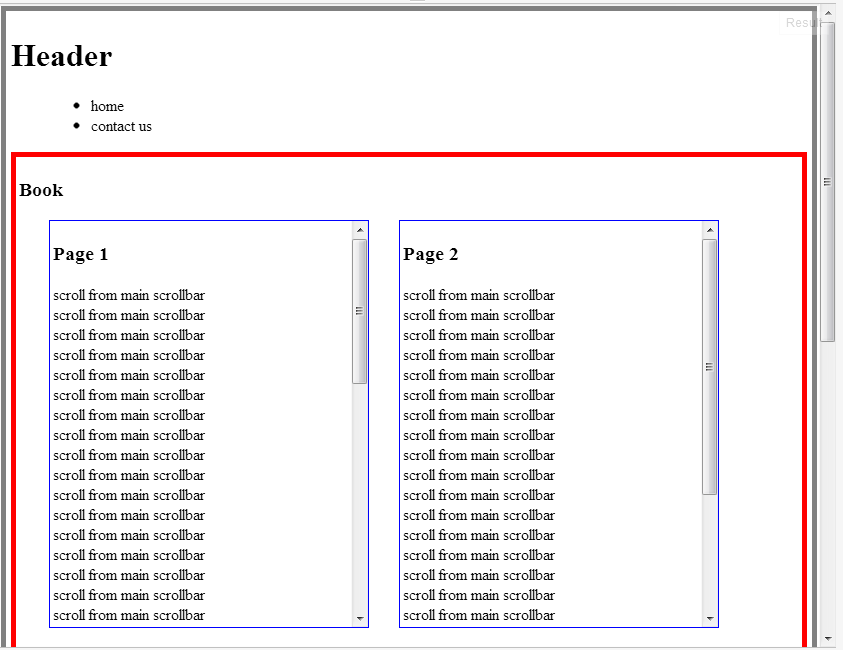 javascript Scroll 2 DIV contents + main content with browser's main