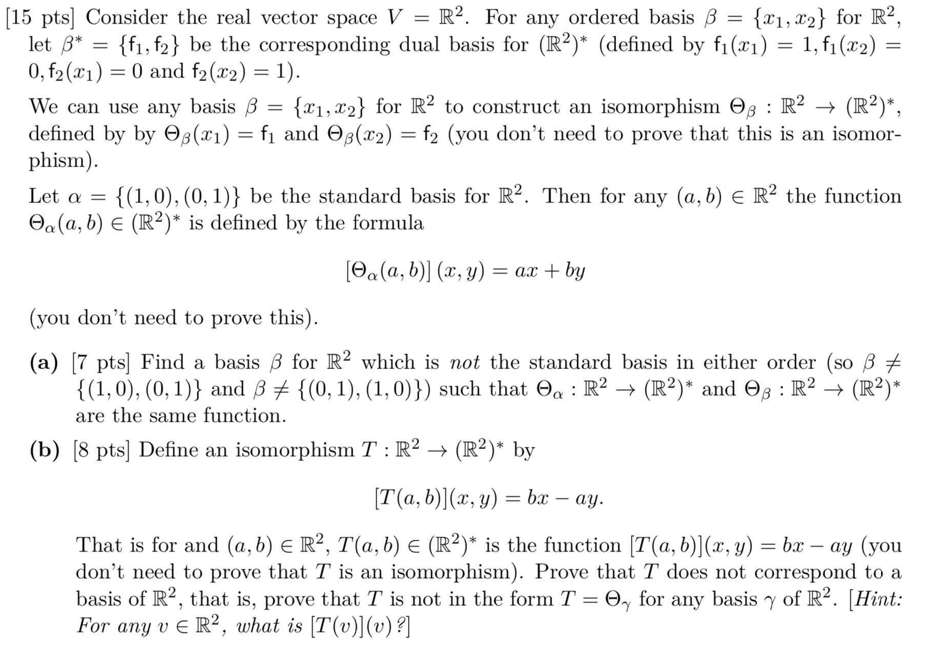 linear algebra Dual Spaces Isomorphism Mathematics Stack Exchange