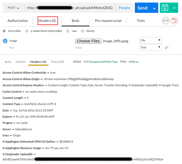 java Blob Store responds with 415 Unsupported Media Type Stack Overflow