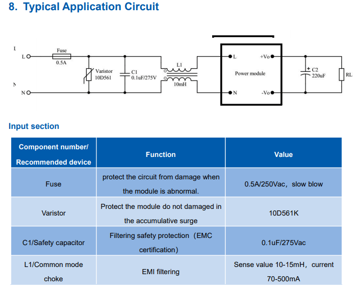 power supply - Are external components required for HLK-PM01