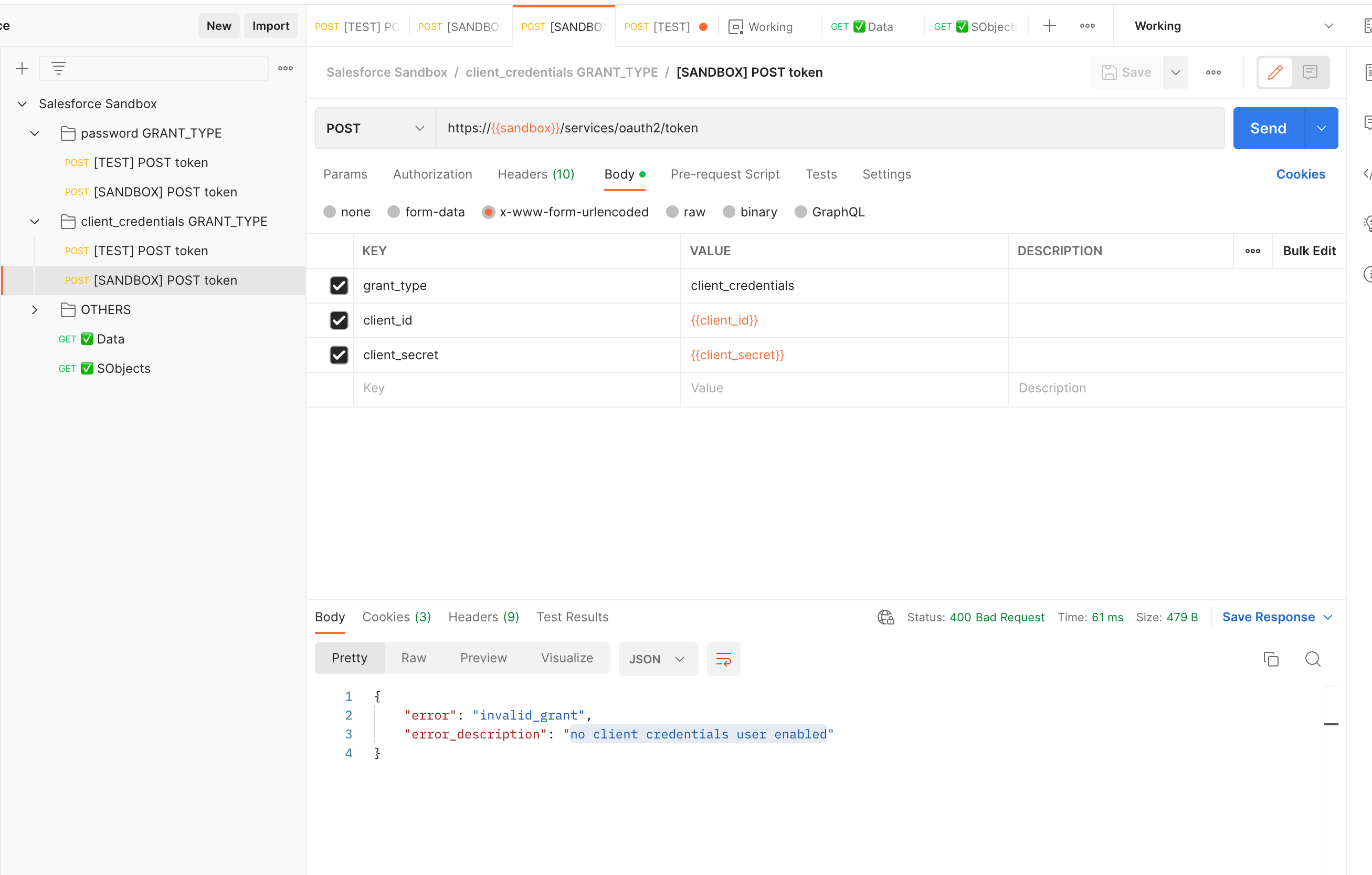 rest api - oAuth: client credentials flow and execution user