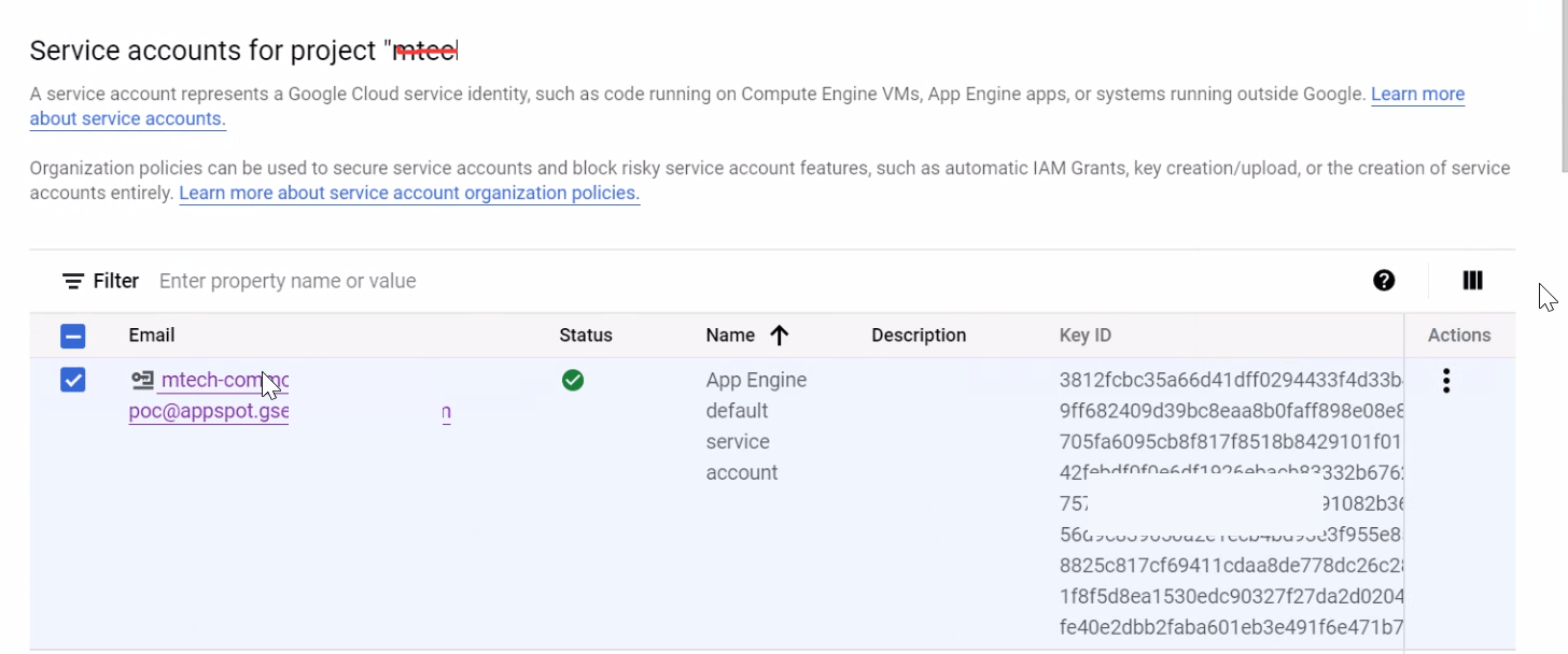 google cloud platform How to download the default service account