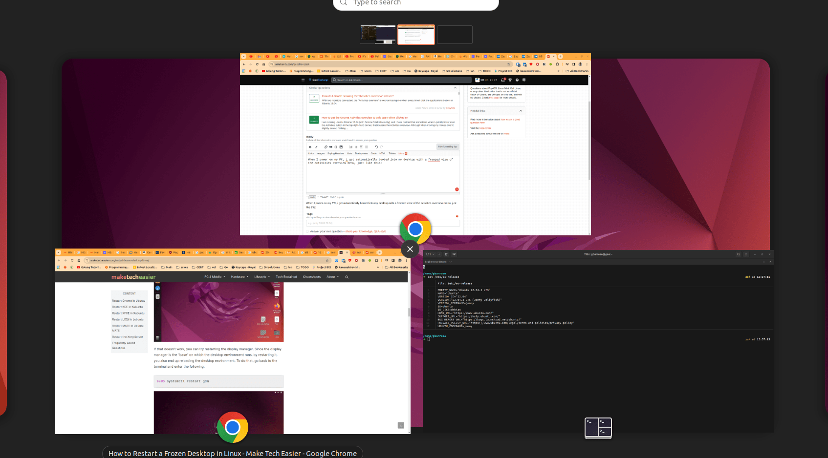 gnome - Ubuntu desktop logs me into the Activities overview menu 