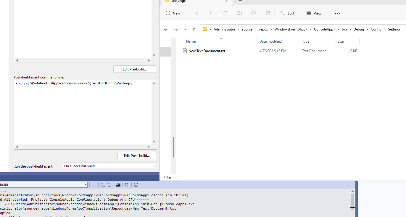c Getting 'exited with code 9009' when trying to copy files via post