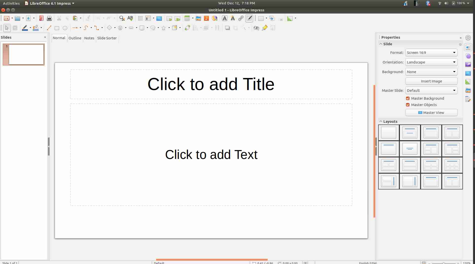gnome Libreoffice 6.1 w/ ubuntu 18.04 menu bar "file" "tools" "edit