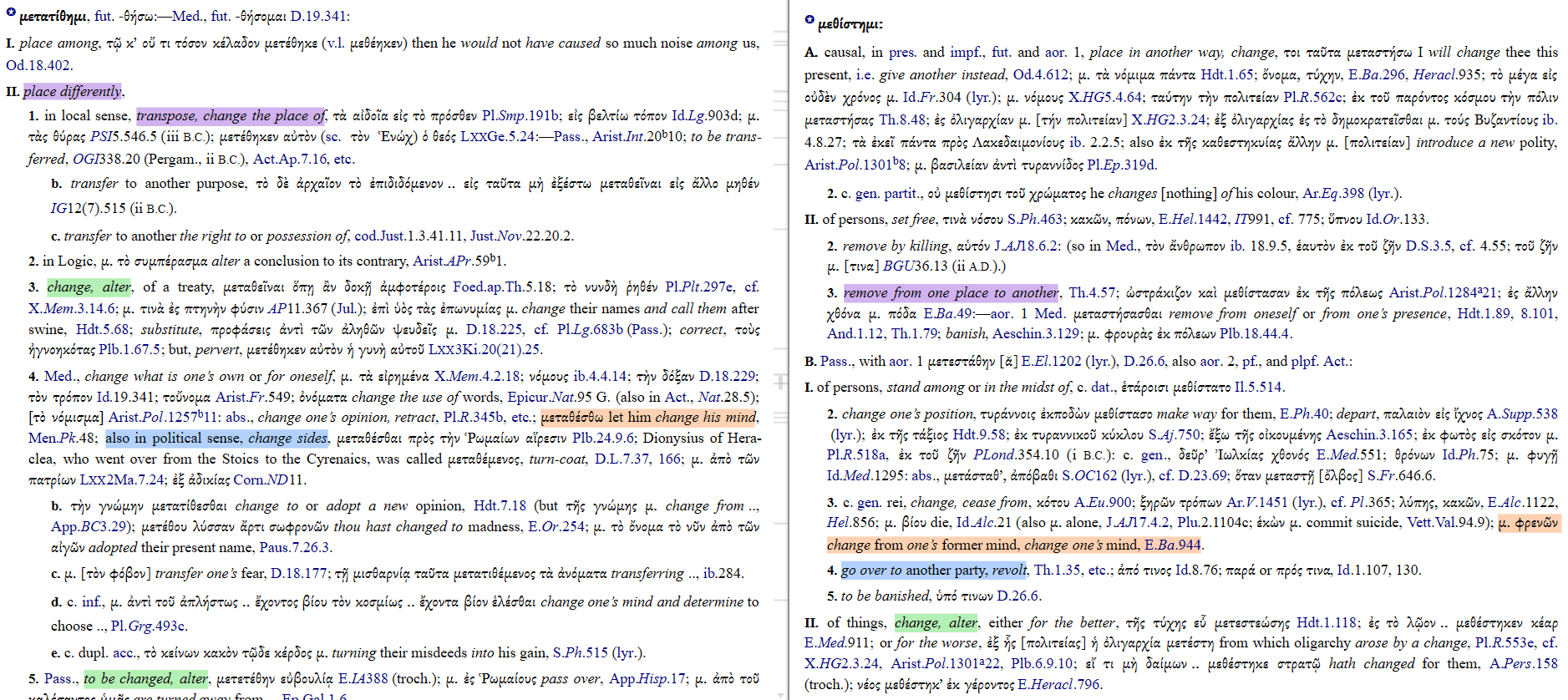 greek What does 'translated' mean in Hebrews 115 and Colossians 113