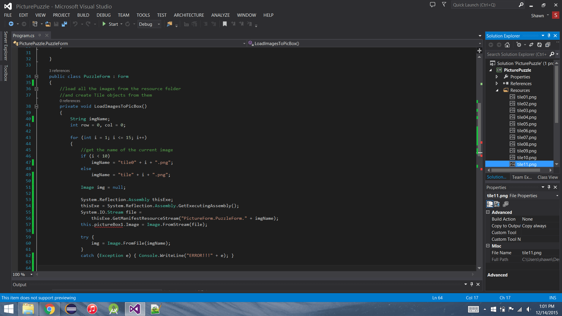 C FileNotFoundException when loading images from resource Stack