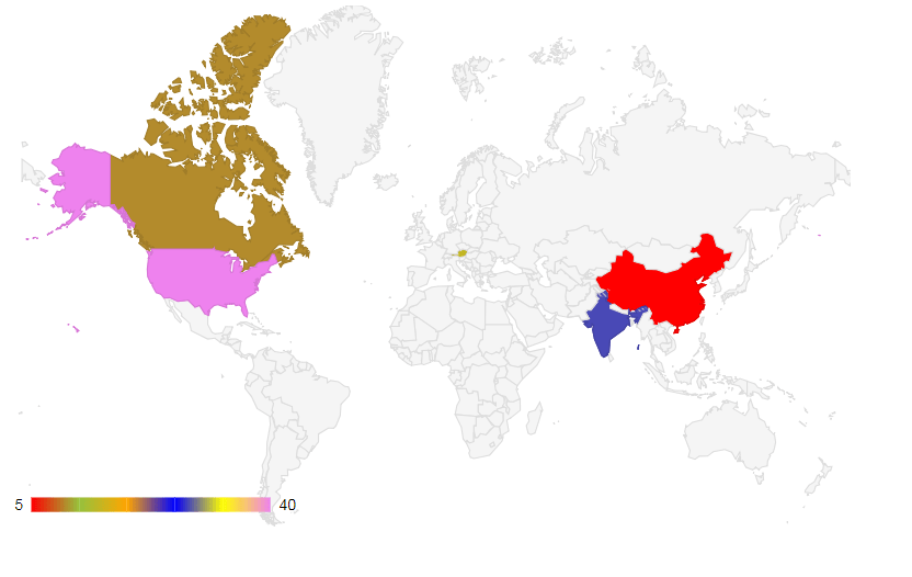 google maps - Geochart fill countries with unique colors and show