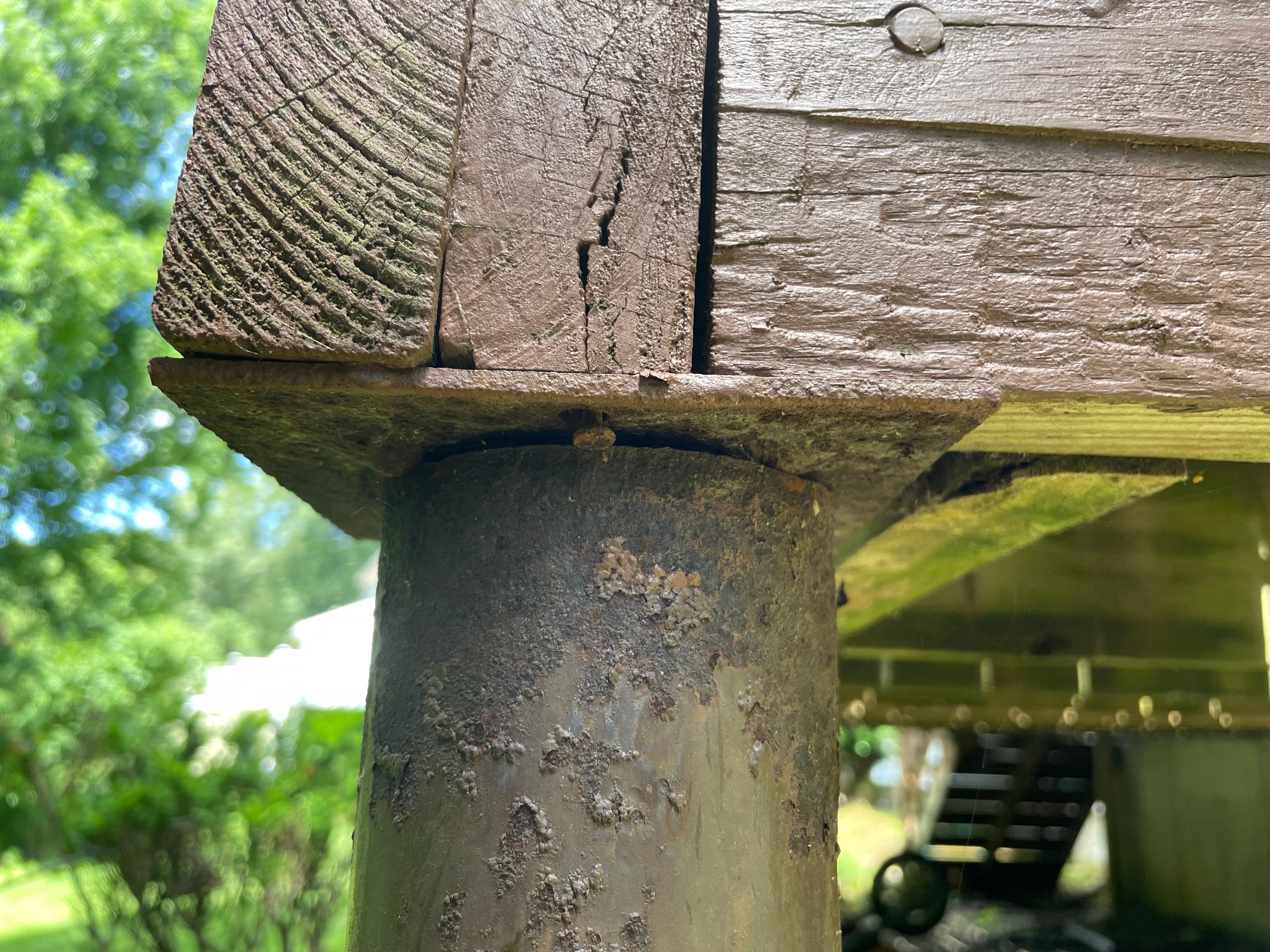 Space between deck beam & joist and deck wobbles side to side Home