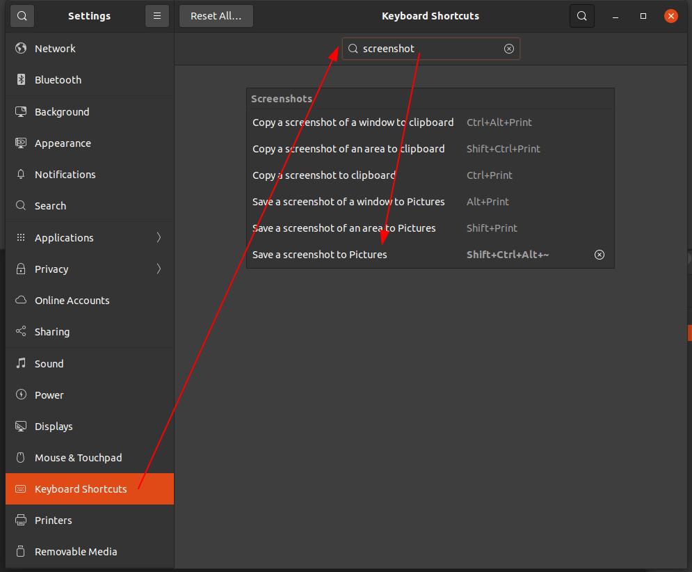 shortcut keys How to change screenshot application to Flameshot on