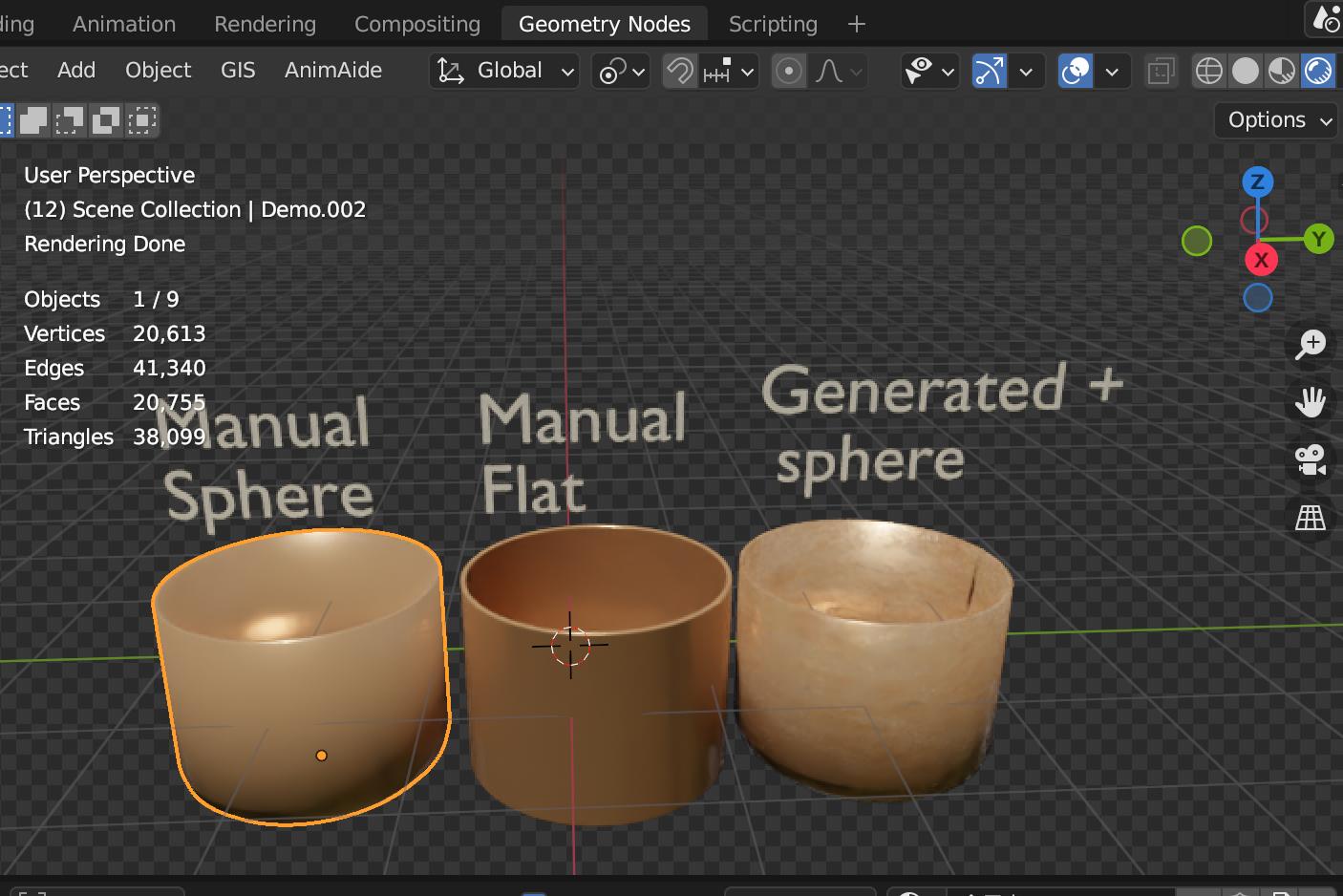rendering different output in rendered view and material preview