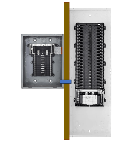 electrical - Feed sub-panel directly next to main panel through 1 stud