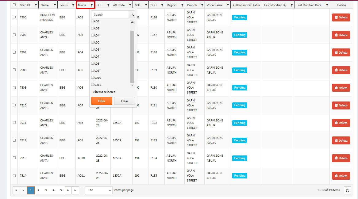 javascript The filter feature in our Kendo Grid only returns records