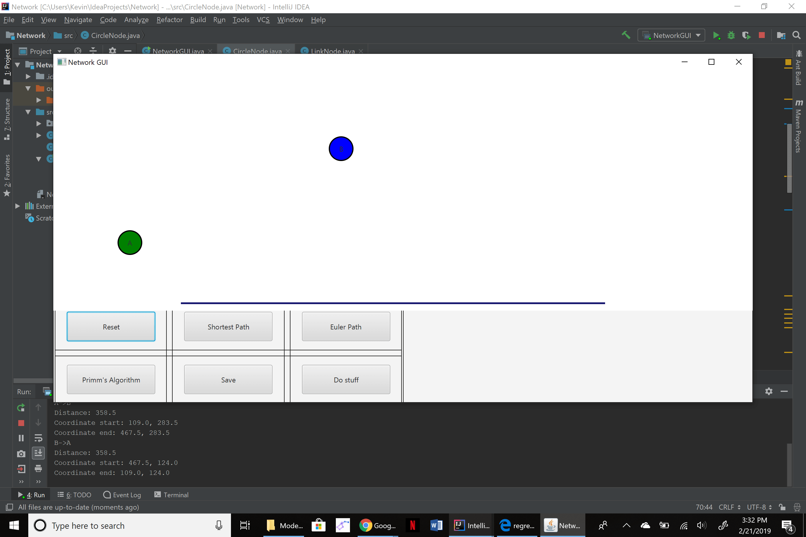 How to connect two circles where each is in a Pane in JavaFX? Stack(07)