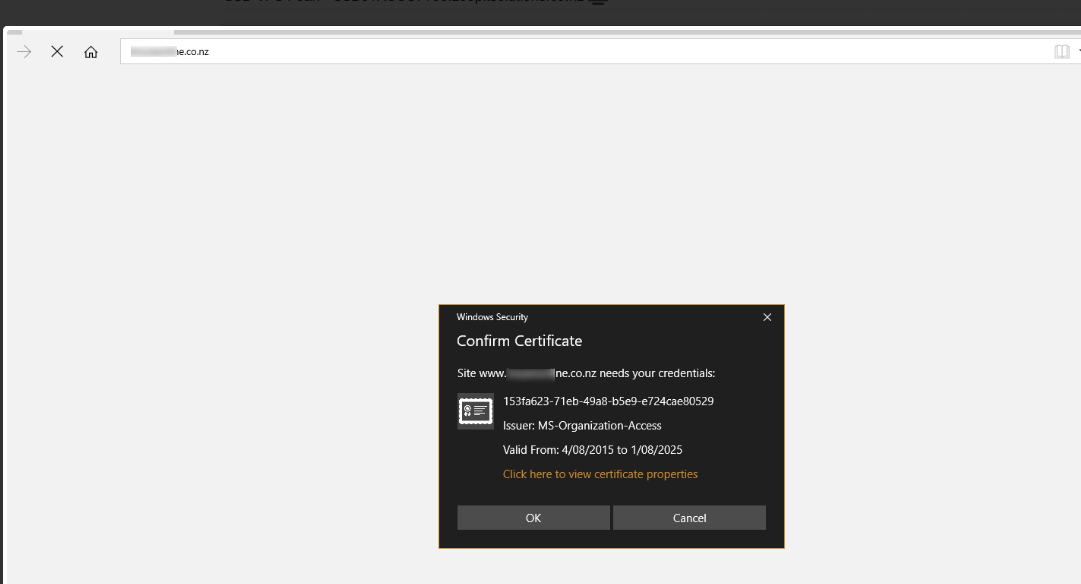 ssl asking for Credentials on window 10. It