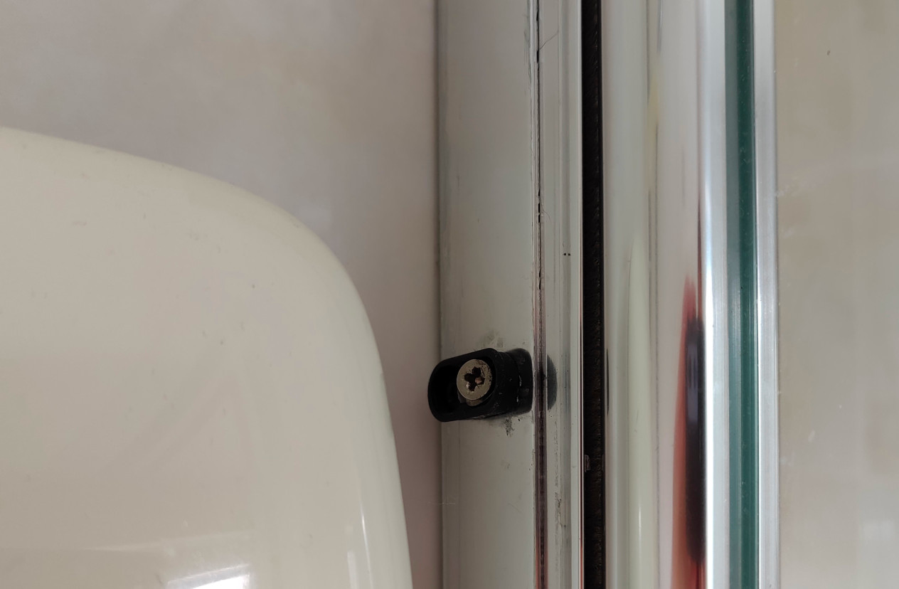 Fixing a sagging shower door that can't easily be removed Home