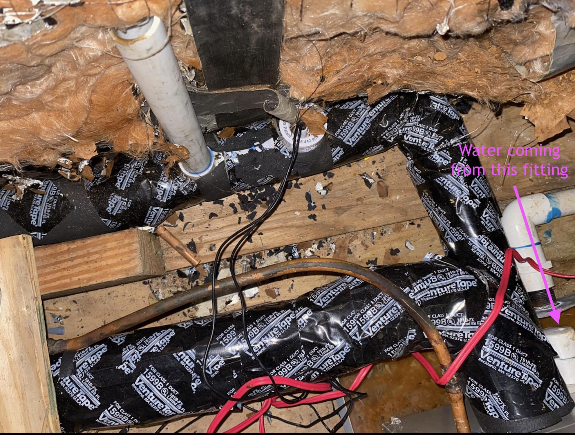 hvac A/C Evaporator Coil Water dripping from unknown fitting Home