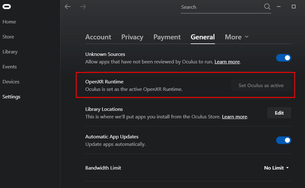 unity game engine - OpenXR Runtime set to Steam is causing 