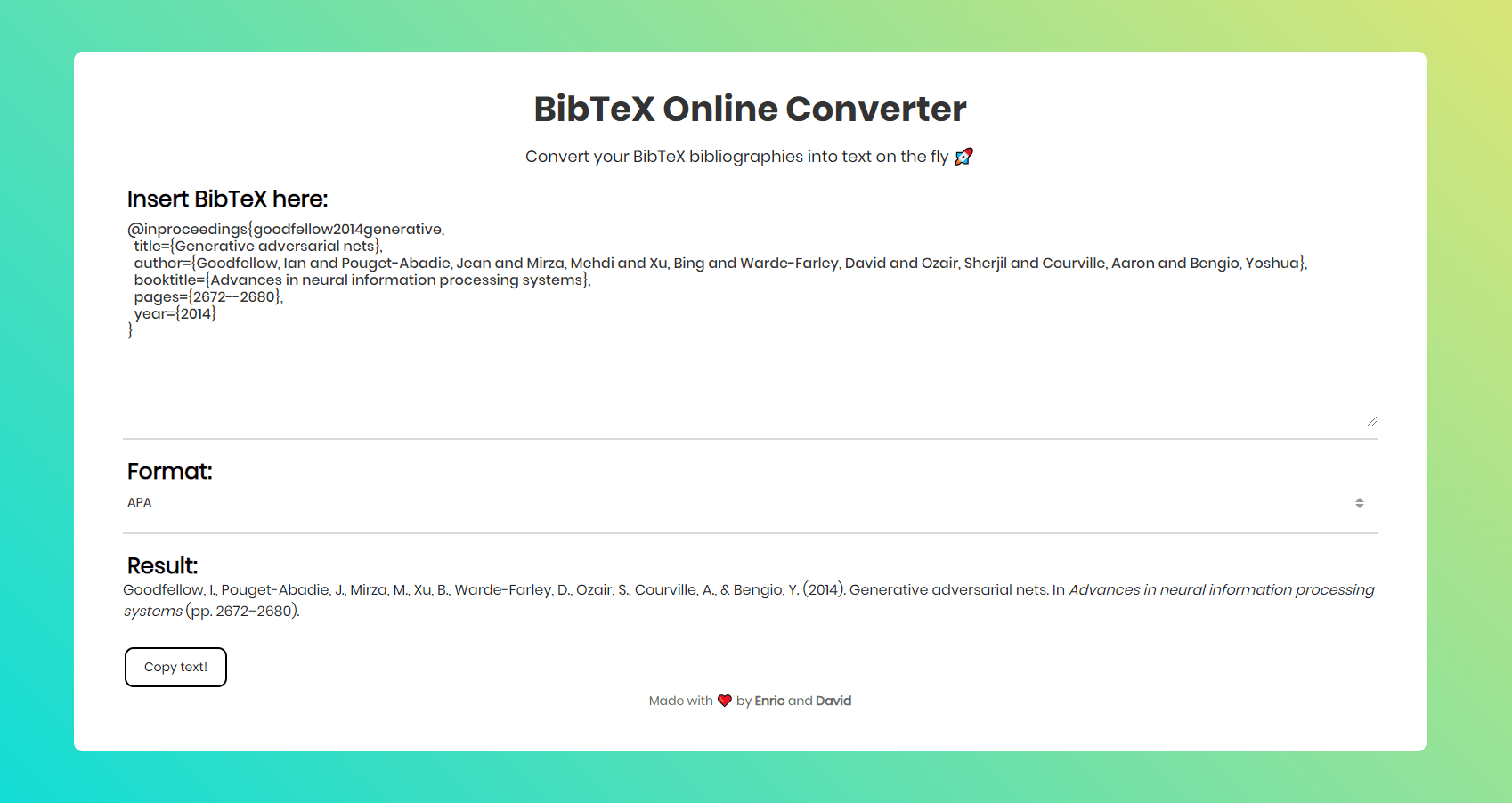 How to quickly convert a single BibTeX reference into a formatted