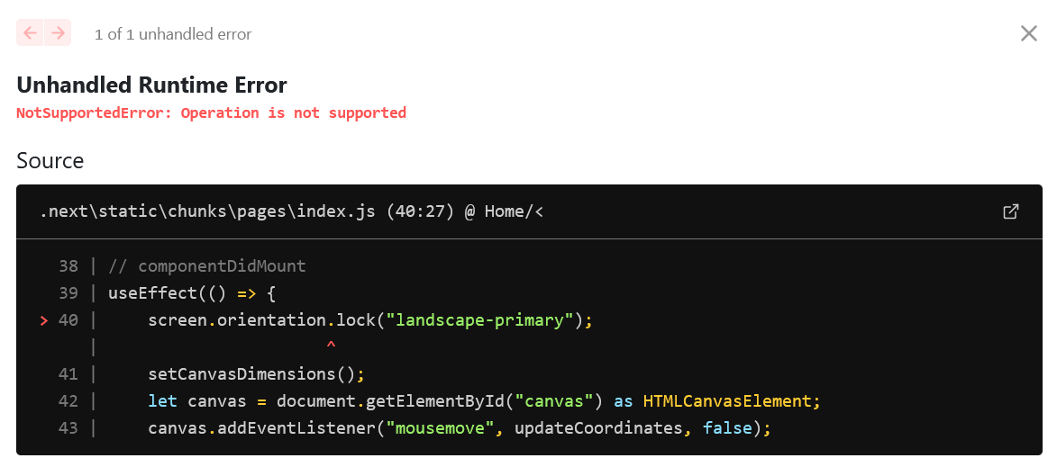 javascript Next.js Lock screen in landscape mode Stack Overflow