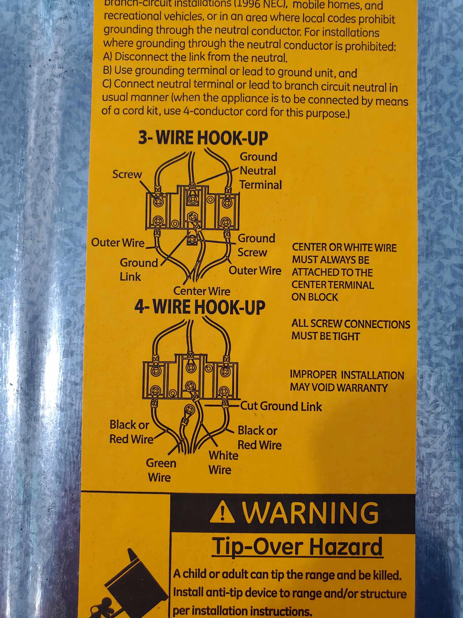 electrical 4Wire Hookup for GE Electric Stove Home Improvement
