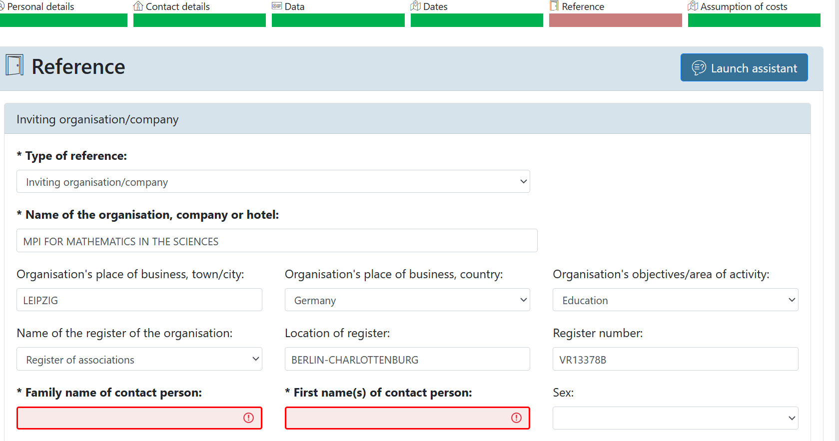 visas What should I write as a contact reference person if the