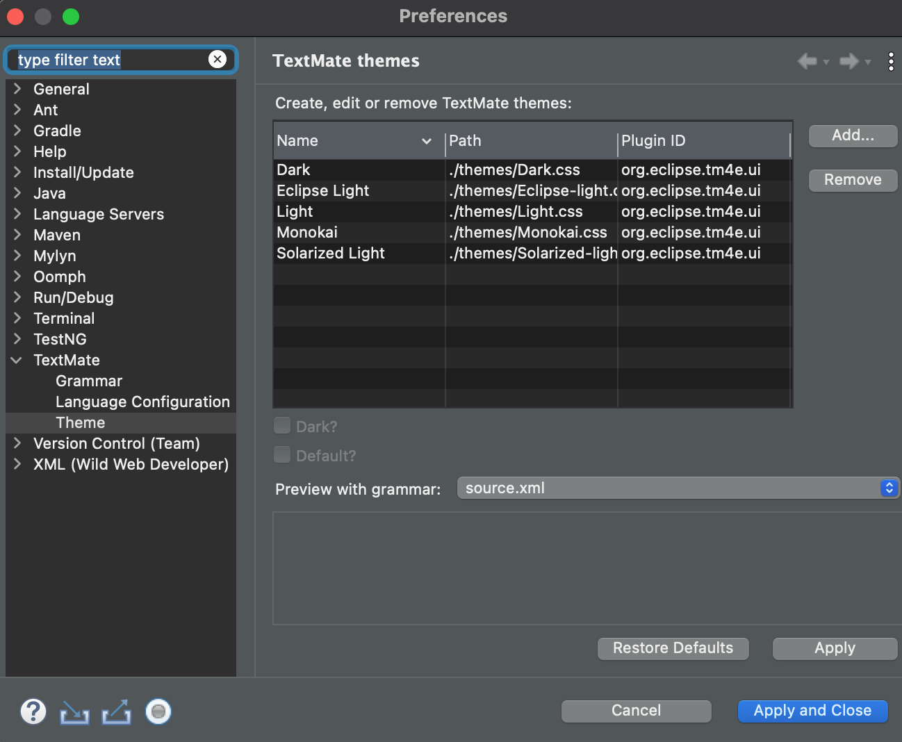 Can't change theme for Eclipse Stack Overflow
