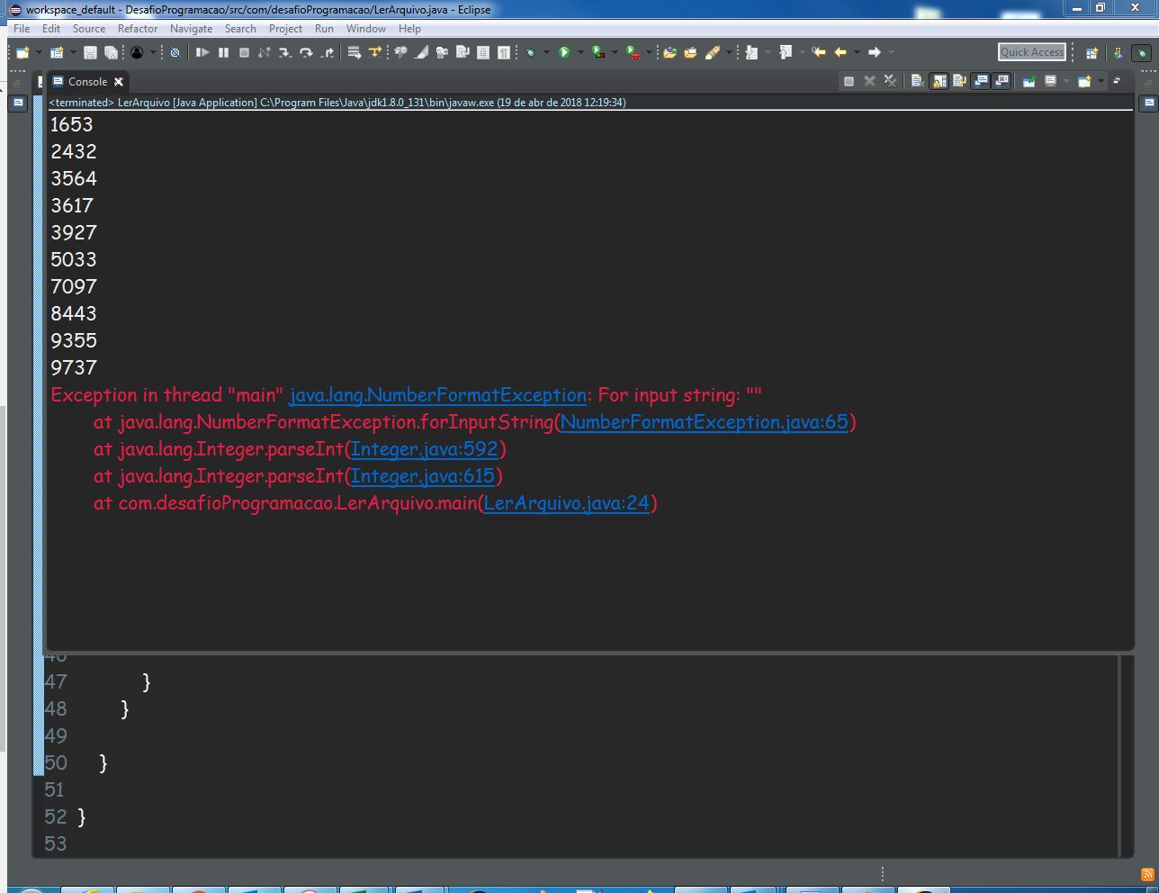 Exception in thread "main" java.lang.NumberFormatException For input string "" in Java Stack
