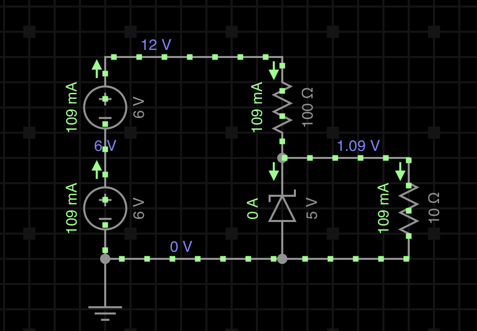 In this circuit, please explain why the voltage of Zener diode drops