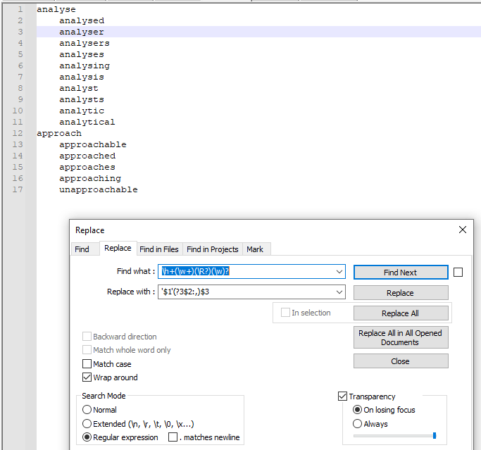 regex How To Join with comma ONLY Lines Starting with Indent (Tab or