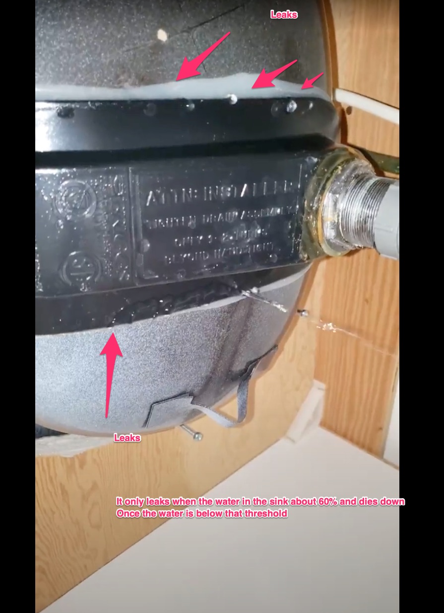 leak Leaking sink at the bathroom sink underneath the bowl seal