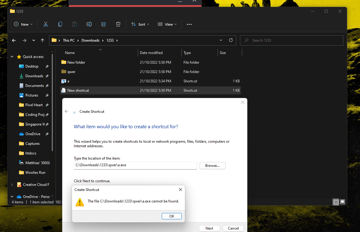 windows How do I make a shortcut (.lnk) to run a .exe file in the